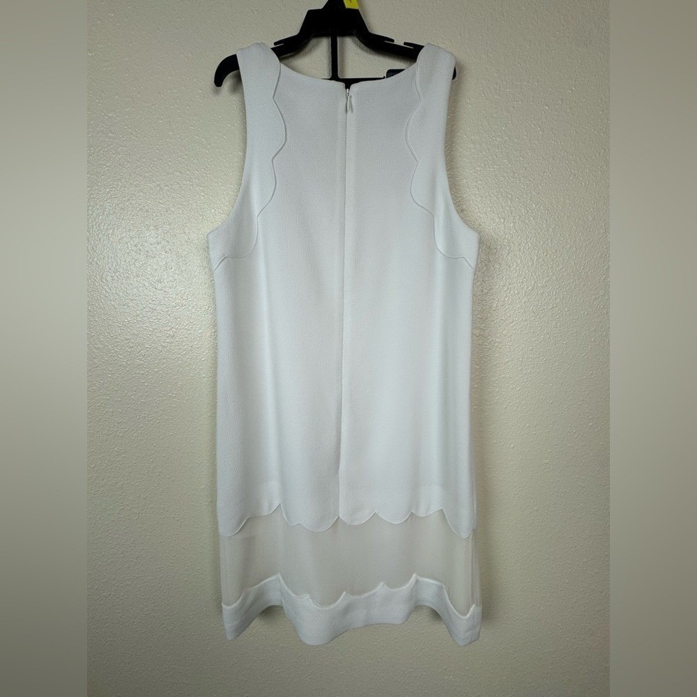 Monaco White Scalloped Sheath Dress Sleeveless Cocktail Bridal Textured XS 0 - Picture 5 of 12